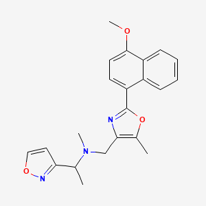 molecular formula C22H23N3O3 B6088465 N-[[2-(4-methoxynaphthalen-1-yl)-5-methyl-1,3-oxazol-4-yl]methyl]-N-methyl-1-(1,2-oxazol-3-yl)ethanamine 