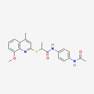 molecular formula C22H23N3O3S B6088517 N-(4-acetamidophenyl)-2-(8-methoxy-4-methylquinolin-2-yl)sulfanylpropanamide 