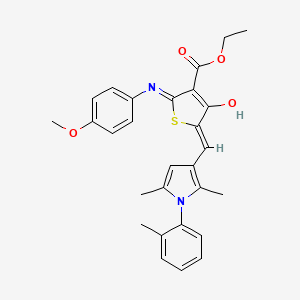 molecular formula C28H28N2O4S B6088566 ethyl 5-{[2,5-dimethyl-1-(2-methylphenyl)-1H-pyrrol-3-yl]methylene}-2-(4-methoxyanilino)-4-oxo-4,5-dihydro-3-thiophenecarboxylate 