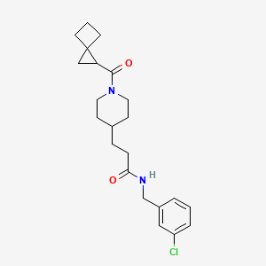 molecular formula C22H29ClN2O2 B6088614 N-[(3-chlorophenyl)methyl]-3-[1-(spiro[2.3]hexane-2-carbonyl)piperidin-4-yl]propanamide 