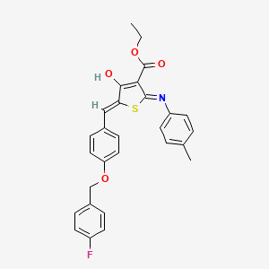 molecular formula C28H24FNO4S B6088634 ETHYL (5Z)-5-({4-[(4-FLUOROPHENYL)METHOXY]PHENYL}METHYLIDENE)-2-[(4-METHYLPHENYL)AMINO]-4-OXO-4,5-DIHYDROTHIOPHENE-3-CARBOXYLATE 