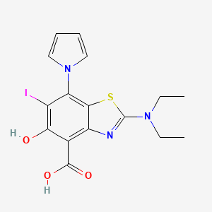 2-(Diethylamino)-6-iodanyl-5-oxidanyl-7-pyrrol-1-yl-1,3-benzothiazole-4-carboxylic acid