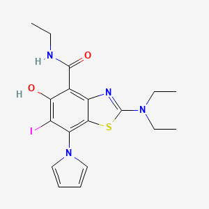 2-(diethylamino)-N-ethyl-5-hydroxy-6-iodo-7-pyrrol-1-yl-1,3-benzothiazole-4-carboxamide