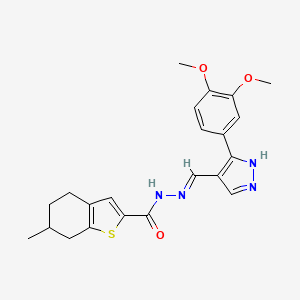 molecular formula C22H24N4O3S B6088800 N'-{(E)-[3-(3,4-dimethoxyphenyl)-1H-pyrazol-4-yl]methylidene}-6-methyl-4,5,6,7-tetrahydro-1-benzothiophene-2-carbohydrazide 