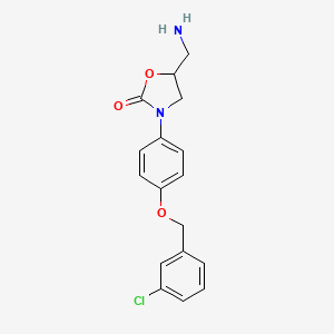 molecular formula C17H17ClN2O3 B608887 2-Oxazolidinone, 5-(aminomethyl)-3-(4-((3-chlorophenyl)methoxy)phenyl)- CAS No. 73423-35-5