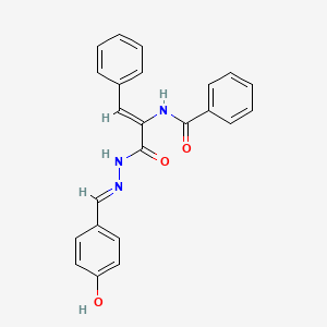 molecular formula C23H19N3O3 B6089010 N-[(Z)-3-[(2E)-2-[(4-hydroxyphenyl)methylidene]hydrazinyl]-3-oxo-1-phenylprop-1-en-2-yl]benzamide 