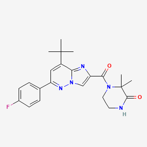 molecular formula C23H26FN5O2 B608905 4-(8-(tert-Butyl)-6-(4-fluorophenyl)imidazo[1,2-b]pyridazine-2-carbonyl)-3,3-dimethylpiperazin-2-one CAS No. 1690172-25-8