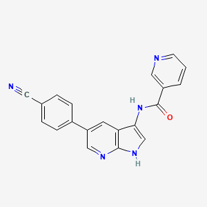 molecular formula C20H13N5O B608906 N-[5-(4-cyanophenyl)-1H-pyrrolo[2,3-b]pyridin-3-yl]pyridine-3-carboxamide CAS No. 1093222-27-5