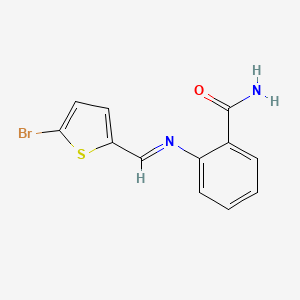 molecular formula C12H9BrN2OS B608933 2-[(5-溴噻吩-2-基)甲叉亚氨基]苯甲酰胺 CAS No. 304456-62-0