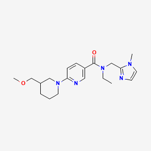 molecular formula C20H29N5O2 B6089354 N-ethyl-6-[3-(methoxymethyl)-1-piperidinyl]-N-[(1-methyl-1H-imidazol-2-yl)methyl]nicotinamide 