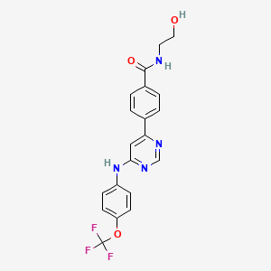 molecular formula C20H17F3N4O3 B608937 N-(2-hydroxyethyl)-4-(6-(4-(trifluoromethoxy)phenylamino)pyrimidin-4-yl)benzamide CAS No. 778274-97-8