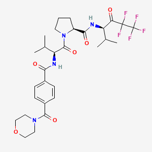 molecular formula C29H37F5N4O6 B608946 L-Prolinamide, N-(4-(4-morpholinylcarbonyl)benzoyl)-L-valyl-N-(3,3,4,4,4-pentafluoro-1-(1-methylethyl)-2-oxobutyl)-, (R)- CAS No. 163660-53-5