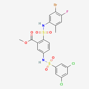 molecular formula C21H16BrCl2FN2O6S2 B608947 2-(N-(5-溴-4-氟-2-甲苯基)磺酰氨基)-5-(3,5-二氯苯基磺酰氨基)苯甲酸甲酯 CAS No. 2275619-53-7