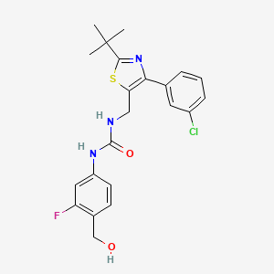 molecular formula C22H23ClFN3O2S B608952 1-((2-(tert-Butyl)-4-(3-chlorophenyl)thiazol-5-yl)methyl)-3-(3-fluoro-4-(hydroxymethyl)phenyl)urea CAS No. 1933528-96-1