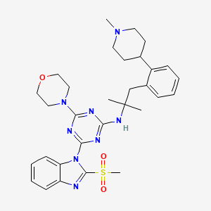 N-(2-Methyl-1-(2-(1-methylpiperidin-4-yl)phenyl)propan-2-yl)-4-(2-(methylsulfonyl)-1H-benzo[d]imidazol-1-yl)-6-morpholino-1,3,5-triazin-2-amine