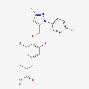 molecular formula C21H19ClF2N2O3 B608977 3-(4-((1-(4-氯苯基)-3-甲基-1h-吡唑-5-基)甲氧基)-3,5-二氟苯基)-2-甲基丙酸 CAS No. 1224102-50-4