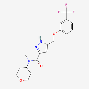 molecular formula C18H20F3N3O3 B6089845 N-methyl-N-(oxan-4-yl)-5-[[3-(trifluoromethyl)phenoxy]methyl]-1H-pyrazole-3-carboxamide 