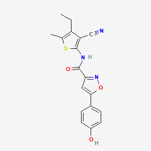 molecular formula C18H15N3O3S B6089875 N-(3-cyano-4-ethyl-5-methylthiophen-2-yl)-5-(4-hydroxyphenyl)-1,2-oxazole-3-carboxamide 