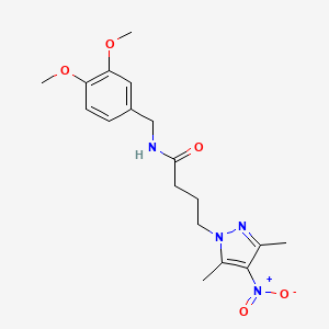 molecular formula C18H24N4O5 B6089978 N-(3,4-dimethoxybenzyl)-4-(3,5-dimethyl-4-nitro-1H-pyrazol-1-yl)butanamide 