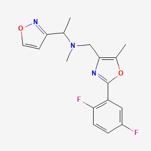 molecular formula C17H17F2N3O2 B6090060 N-[[2-(2,5-difluorophenyl)-5-methyl-1,3-oxazol-4-yl]methyl]-N-methyl-1-(1,2-oxazol-3-yl)ethanamine 