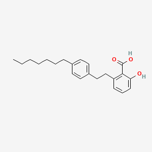 molecular formula C22H28O3 B609011 2-(4-Heptylphenethyl)-6-hydroxybenzoic acid CAS No. 1243583-85-8