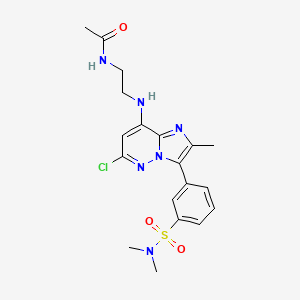molecular formula C19H23ClN6O3S B609016 N-(2-((6-氯-3-(3-(N,N-二甲基磺酰胺)苯基)-2-甲基咪唑并[1,2-b]哒嗪-8-基)氨基)乙基)乙酰胺 CAS No. 1715934-43-2
