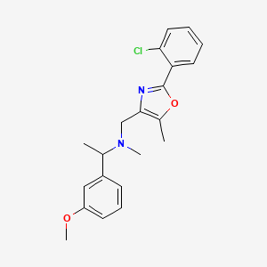 molecular formula C21H23ClN2O2 B6090383 N-{[2-(2-chlorophenyl)-5-methyl-1,3-oxazol-4-yl]methyl}-1-(3-methoxyphenyl)-N-methylethanamine 