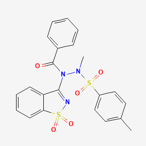 molecular formula C22H19N3O5S2 B6090642 N-(1,1-dioxido-1,2-benzothiazol-3-yl)-N'-methyl-N'-[(4-methylphenyl)sulfonyl]benzohydrazide 