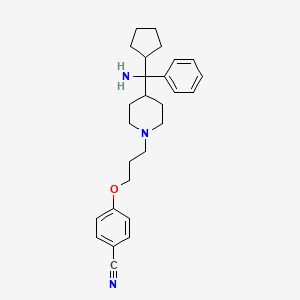 molecular formula C27H35N3O B609070 4-[3-[4-(Amino-cyclopentyl-phenylmethyl)piperidin-1-yl]propoxy]benzonitrile CAS No. 1560968-27-5