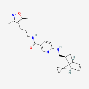 molecular formula C24H30N4O2 B6090701 N-[3-(3,5-dimethyl-4-isoxazolyl)propyl]-6-{[(1R*,2S*,4S*)-spiro[bicyclo[2.2.1]heptane-7,1'-cyclopropane]-5-en-2-ylmethyl]amino}nicotinamide 
