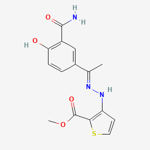 molecular formula C15H15N3O4S B6090709 methyl 3-(2-{1-[3-(aminocarbonyl)-4-hydroxyphenyl]ethylidene}hydrazino)-2-thiophenecarboxylate 