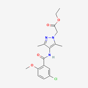 molecular formula C17H20ClN3O4 B6090725 ETHYL 2-[4-(5-CHLORO-2-METHOXYBENZAMIDO)-3,5-DIMETHYL-1H-PYRAZOL-1-YL]ACETATE 