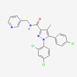 molecular formula C23H17Cl3N4O B609073 1H-Pyrazole-3-carboxamide, 5-(4-chlorophenyl)-1-(2,4-dichlorophenyl)-4-methyl-N-(3-pyridinylmethyl)- CAS No. 944154-76-1