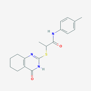 molecular formula C18H21N3O2S B6090768 N-(4-methylphenyl)-2-[(4-oxo-3,4,5,6,7,8-hexahydro-2-quinazolinyl)thio]propanamide 
