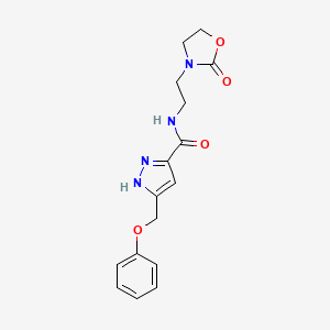 molecular formula C16H18N4O4 B6090838 N-[2-(2-oxo-1,3-oxazolidin-3-yl)ethyl]-5-(phenoxymethyl)-1H-pyrazole-3-carboxamide 