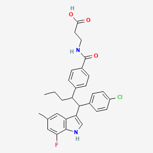 3-[[4-[1-(4-chlorophenyl)-1-(7-fluoro-5-methyl-1H-indol-3-yl)pentan-2-yl]benzoyl]amino]propanoic acid