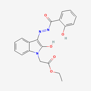 molecular formula C19H17N3O5 B6090885 ethyl [(3Z)-3-{2-[(2-hydroxyphenyl)carbonyl]hydrazinylidene}-2-oxo-2,3-dihydro-1H-indol-1-yl]acetate 