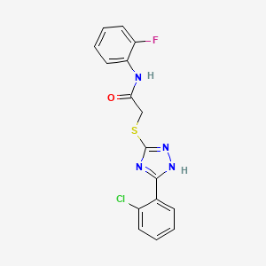 molecular formula C16H12ClFN4OS B6090937 2-[[5-(2-chlorophenyl)-1H-1,2,4-triazol-3-yl]sulfanyl]-N-(2-fluorophenyl)acetamide CAS No. 634174-48-4