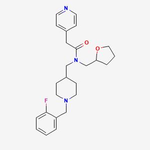 molecular formula C25H32FN3O2 B6091061 N-[[1-[(2-fluorophenyl)methyl]piperidin-4-yl]methyl]-N-(oxolan-2-ylmethyl)-2-pyridin-4-ylacetamide 