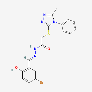 molecular formula C18H16BrN5O2S B6091089 N-[(E)-(5-bromo-2-hydroxyphenyl)methylideneamino]-2-[(5-methyl-4-phenyl-1,2,4-triazol-3-yl)sulfanyl]acetamide 