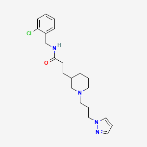 molecular formula C21H29ClN4O B6091120 N-(2-chlorobenzyl)-3-{1-[3-(1H-pyrazol-1-yl)propyl]-3-piperidinyl}propanamide 