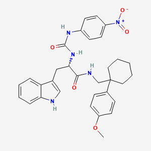 (S)-3-(1H-indol-3-yl)-N-((1-(4-methoxyphenyl)cyclohexyl)methyl)-2-(3-(4-nitrophenyl)ureido)propanamide