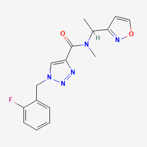 molecular formula C16H16FN5O2 B6091226 1-(2-fluorobenzyl)-N-[1-(3-isoxazolyl)ethyl]-N-methyl-1H-1,2,3-triazole-4-carboxamide 
