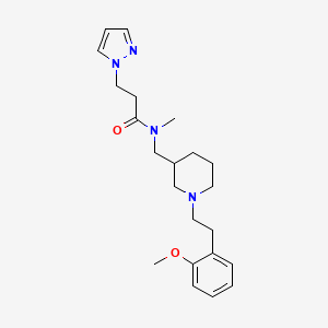 molecular formula C22H32N4O2 B6091275 N-[[1-[2-(2-methoxyphenyl)ethyl]piperidin-3-yl]methyl]-N-methyl-3-pyrazol-1-ylpropanamide 