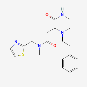 molecular formula C19H24N4O2S B6091276 N-methyl-2-[3-oxo-1-(2-phenylethyl)-2-piperazinyl]-N-(1,3-thiazol-2-ylmethyl)acetamide 