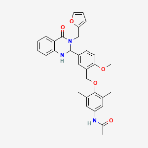 molecular formula C31H31N3O5 B609128 N-[4-[[5-[3-(2-呋喃甲基)-4-氧代-1,2-二氢喹唑啉-2-基]-2-甲氧基苯基]甲氧基]-3,5-二甲基苯基]乙酰胺 CAS No. 1338824-21-7