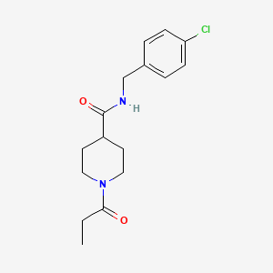 molecular formula C16H21ClN2O2 B6091289 N-(4-chlorobenzyl)-1-propanoylpiperidine-4-carboxamide 