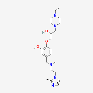 molecular formula C24H39N5O3 B6091321 1-(4-ethyl-1-piperazinyl)-3-[2-methoxy-4-({methyl[2-(2-methyl-1H-imidazol-1-yl)ethyl]amino}methyl)phenoxy]-2-propanol 