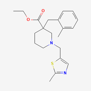 molecular formula C21H28N2O2S B6091343 ethyl 3-(2-methylbenzyl)-1-[(2-methyl-1,3-thiazol-5-yl)methyl]-3-piperidinecarboxylate 