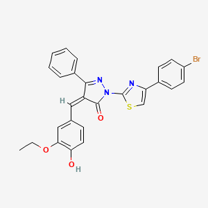 molecular formula C27H20BrN3O3S B6091380 2-[4-(4-bromophenyl)-1,3-thiazol-2-yl]-4-(3-ethoxy-4-hydroxybenzylidene)-5-phenyl-2,4-dihydro-3H-pyrazol-3-one 